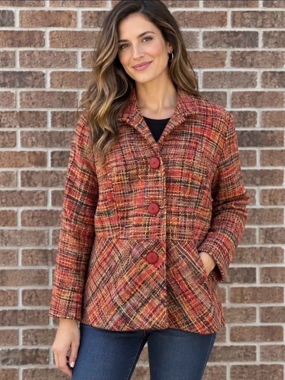 Coldwater Creek Multicolor Tweed Jacket Women’s Size 16 Fall Blazer Coat